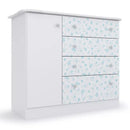 Cômoda Batrol 1P 4 Gavetas New Baby Branco c/ Gravuras (Bicol)