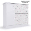 Cômoda Batrol 1P 4 Gavetas New Baby Branco c/ Gravuras (Bicol)