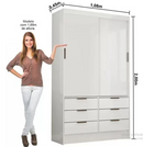 Guarda Roupa Sevilha c/ 6 Gavetas 2 Portas de Correr - C Móveis - Branco