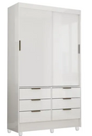 Guarda Roupa Sevilha c/ 6 Gavetas 2 Portas de Correr - C Móveis - Branco